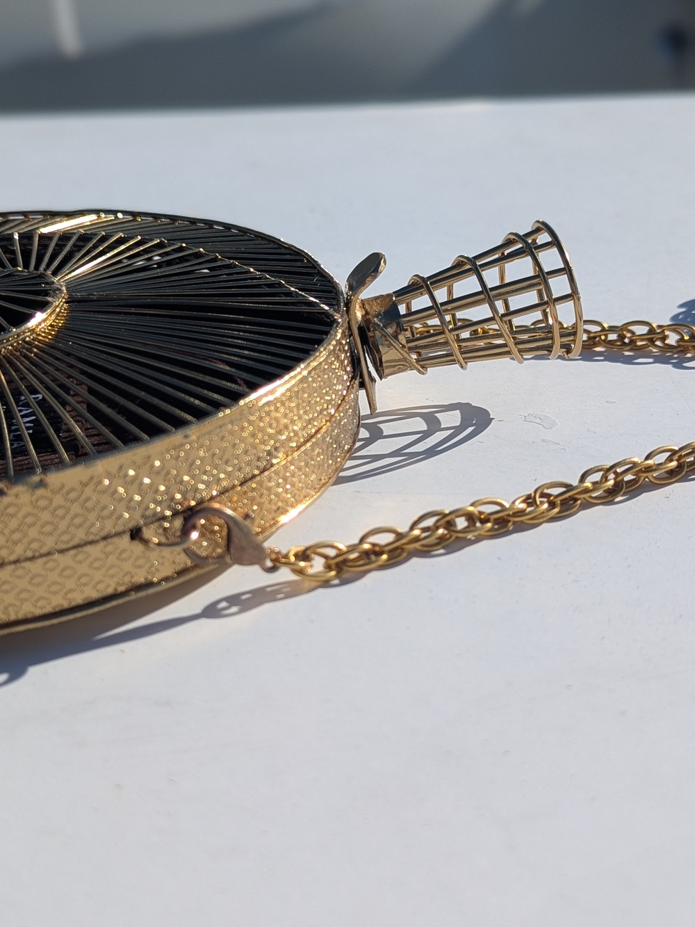 Ramla | Tourbillon Round Brass Metal Casting Clutch Shoulder Purse - Picture 7 of 16